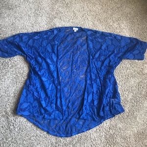 M Lularoe Lindsay kimono royal blue lace
